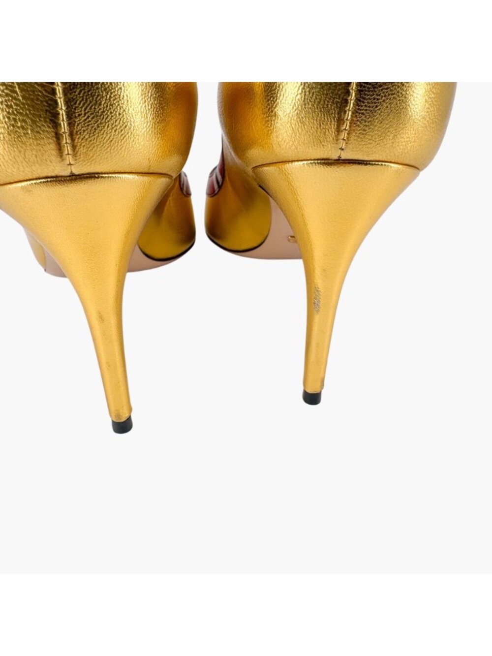 Gucci Yoko Snake Gold Metallic Leather Pumps High Heels Shoes Size 38.5 US 8.5 - Picture 7 of 16